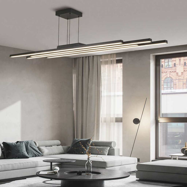 Chandelier Modern Minimalist Multiple Bar LED Dimmable, Black