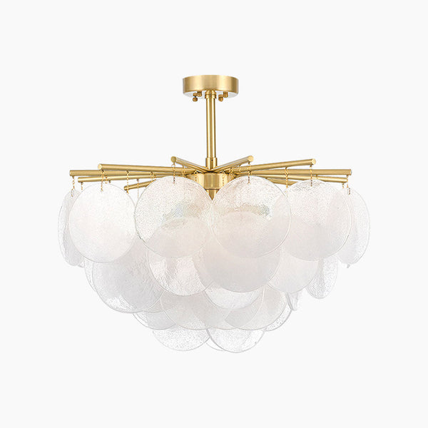 Chandelier Nordic Elegant Nimbus Round Glass, White & Gold