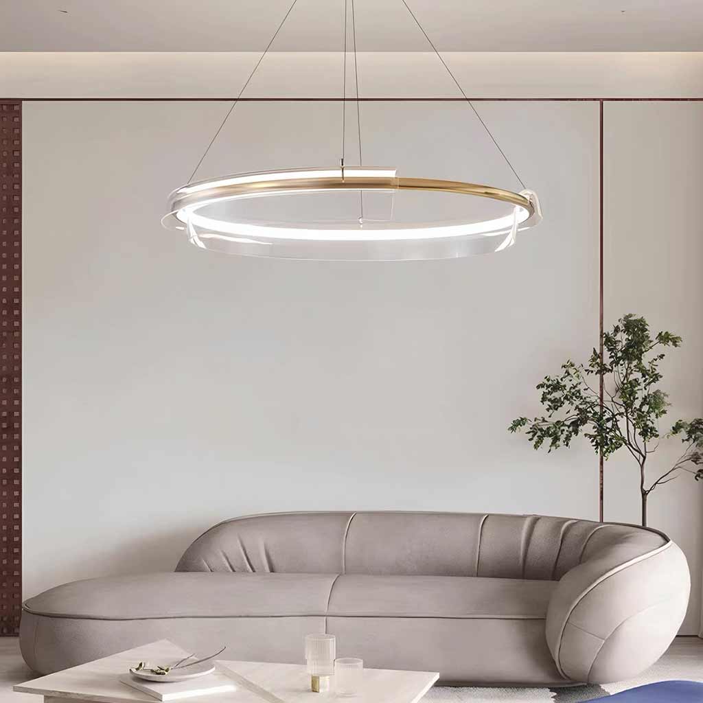 Chandelier Single Ring Circular Dimmable LED, Gold