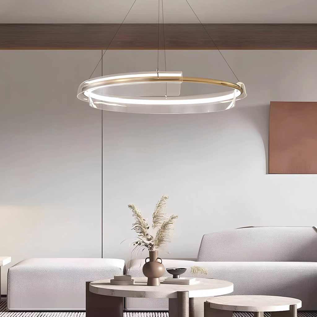 Chandelier Single Ring Circular Dimmable LED, Gold