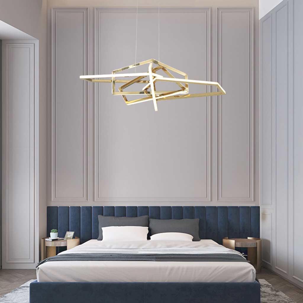 Chandelier Geometric Stainless Steel Dimmable LED, Gold / Black
