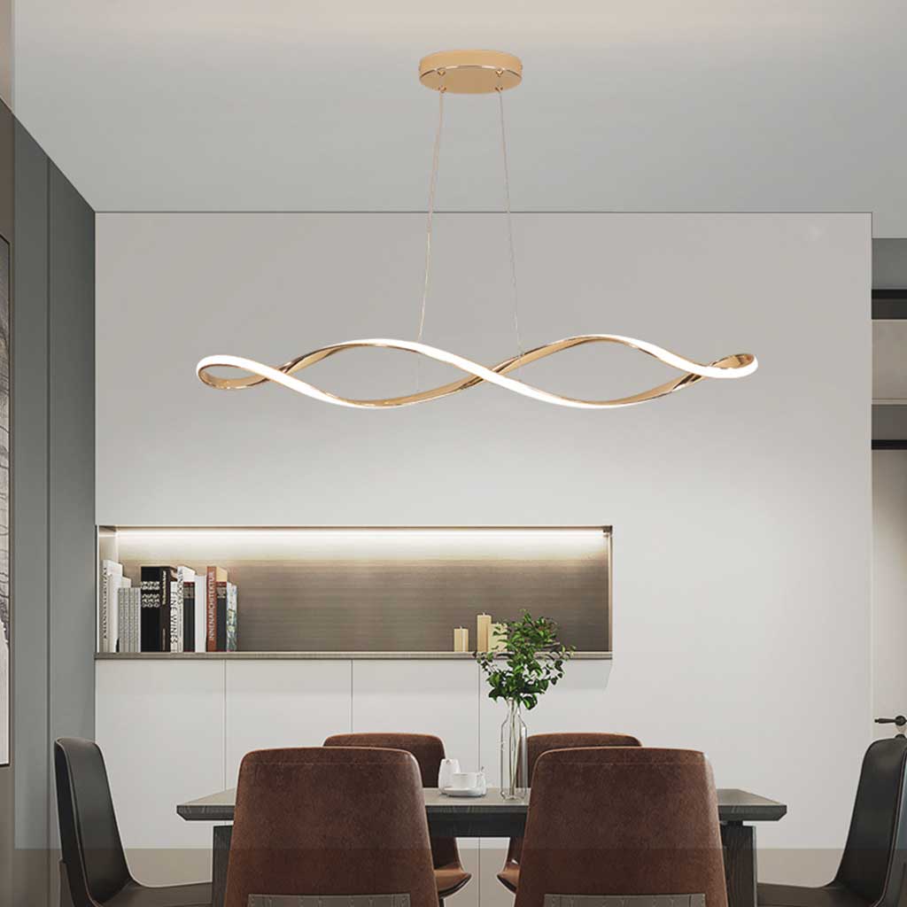 Chandelier Minimalist Unique Twisted Dimmable LED, Chrome / Gold