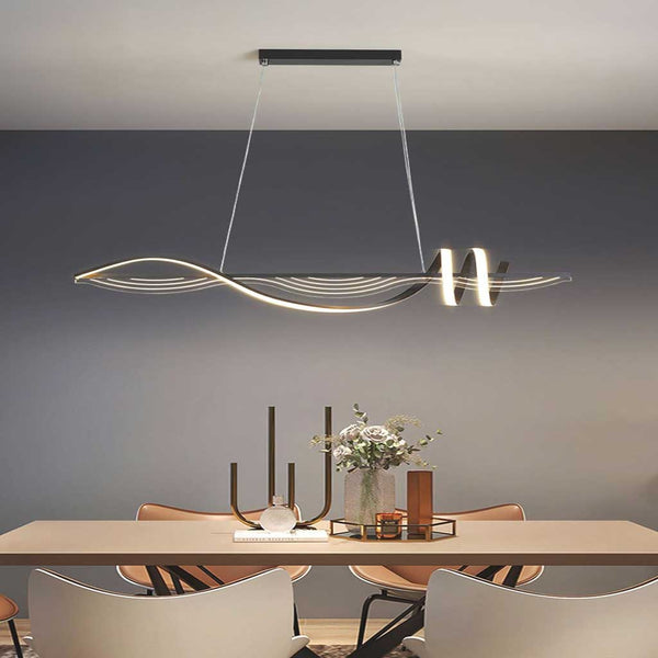 Chandelier Nordic Artistic Wavy Dimmable LED, Black