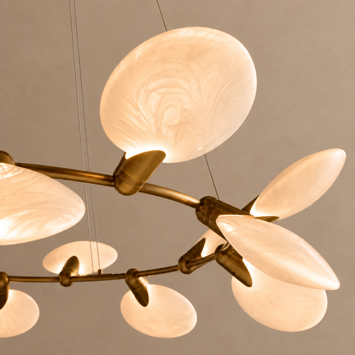 Glass Disc Chandelier | 16-Light Brass | CLDSC152BR