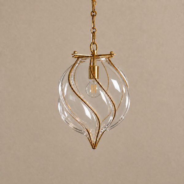 The Belluno Lantern | Clear Glass & Brass Pendant | CLND038-C