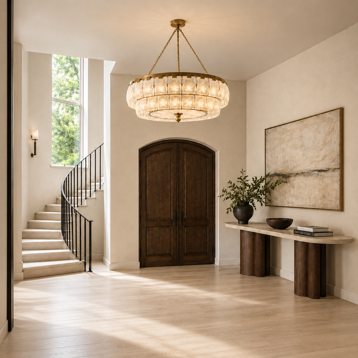 Patri Chandelier | Swirled White Glass | CL-SGAB-81