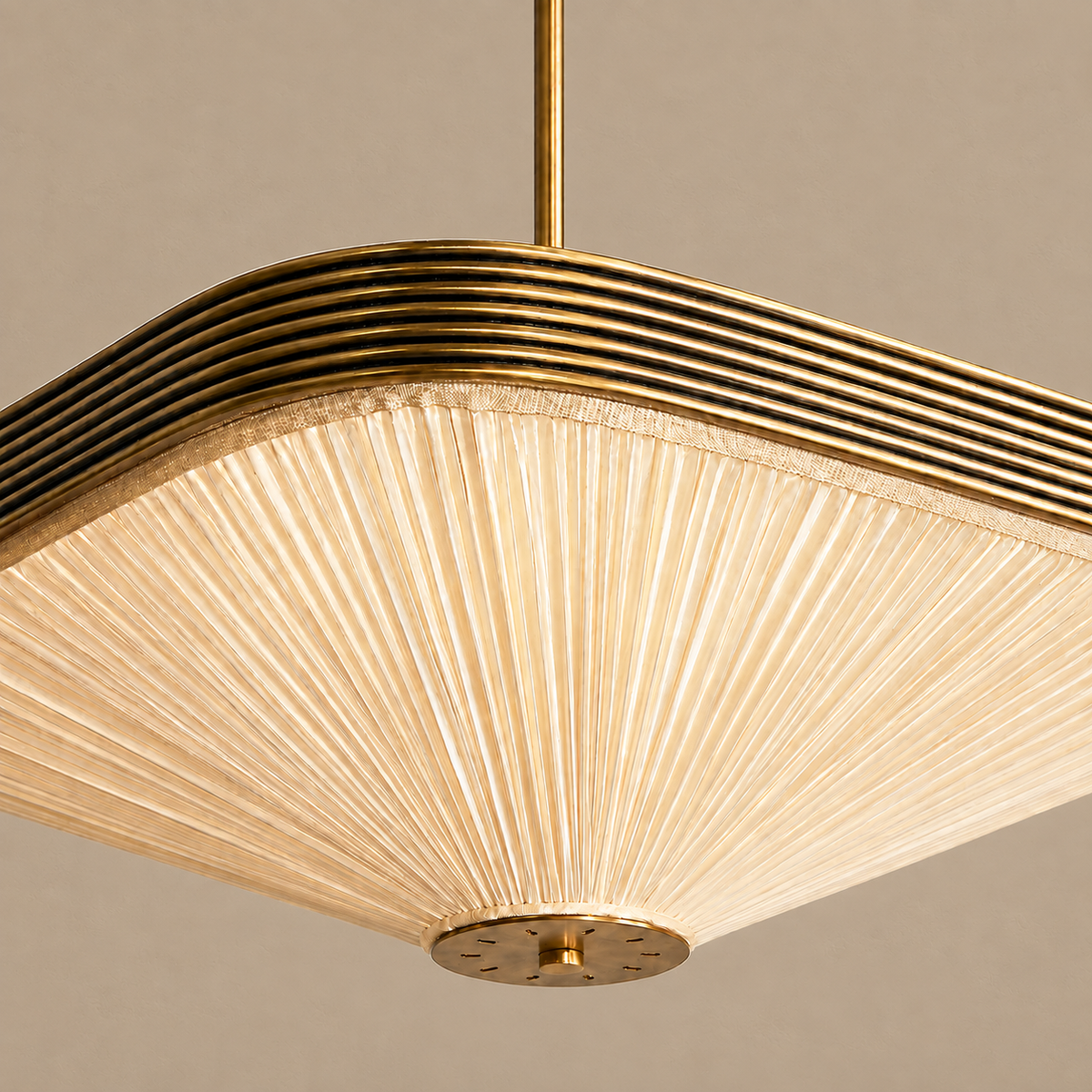 Pleated Fabric & Aged Brass Chandelier | CLFAB50