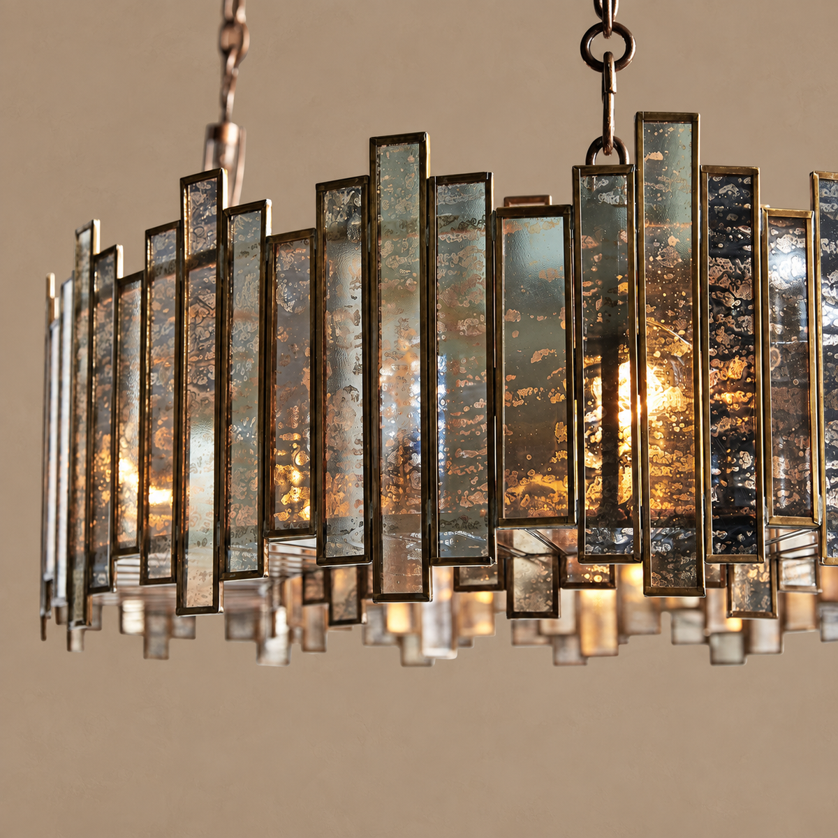 The Solstice Chandelier | Mirrored Glass & Brass | CLSOL091BR