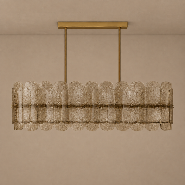 The Nocturne Linear Chandelier | Smoky Art Glass & Brass | CLND008L