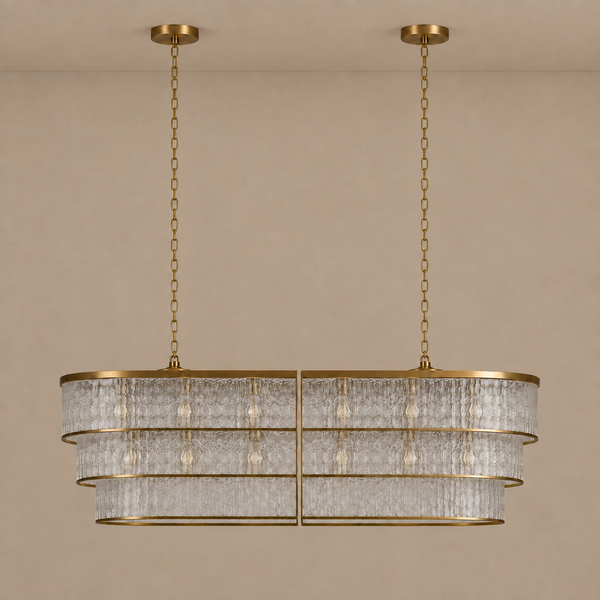 The Lucia Chandelier | Frosted Glass & Brass | CLND040