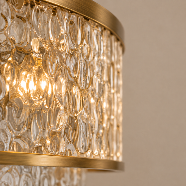 The Lucia Chandelier | Frosted Glass & Brass | CLND040