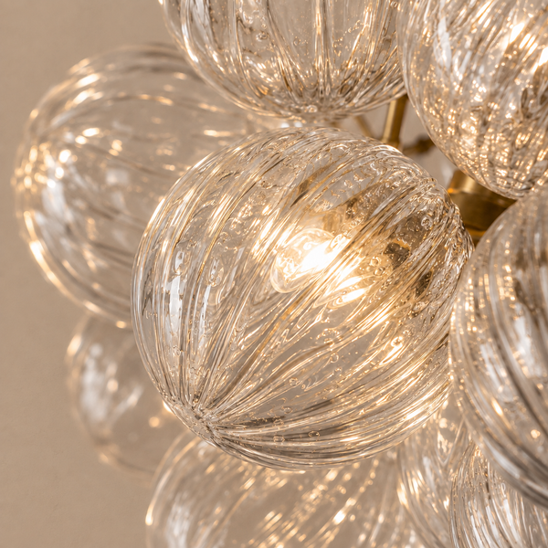 The Quinn Chandelier | Hand-Blown Clear Glass & Brass | CLQUN