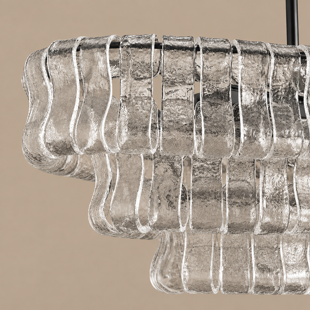 Bellatrix Long Chandelier | Clear Curved Glass | CLND021C