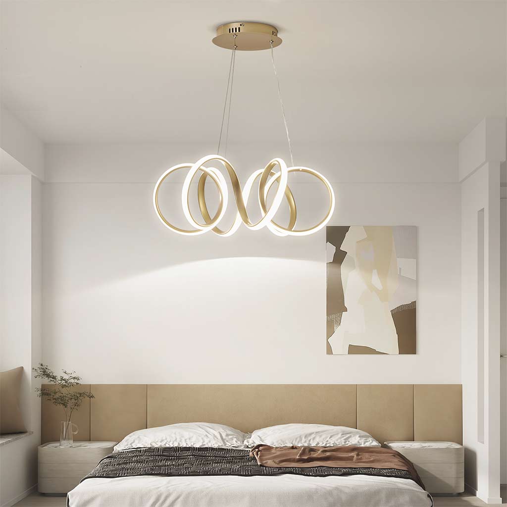 Ceiling Light Chandelier Fixture Chic Hanging LED Circular, Metal
