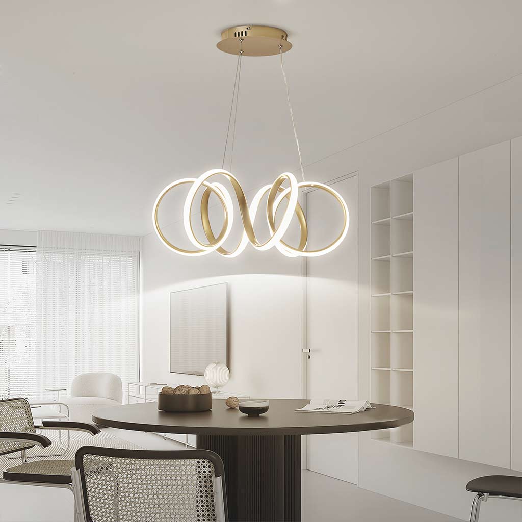 Ceiling Light Chandelier Fixture Chic Hanging LED Circular, Metal