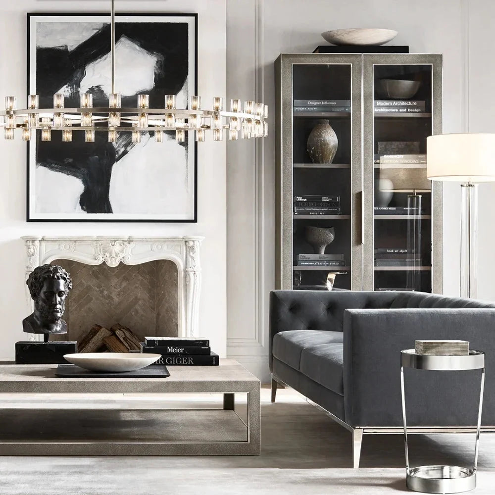 Circular Pendant Light with Crystal Glass Shades