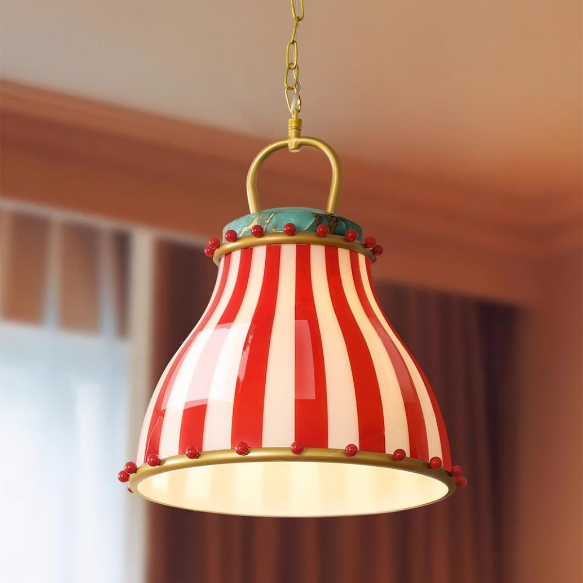 Red and white stripes Glass Pendant Lamp