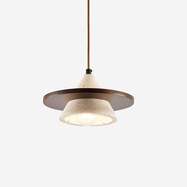 Sereora Pendant Light Wooen Disc Travertine