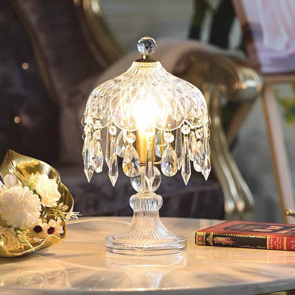 Clear Glass Crystal Droplet Table Lamp