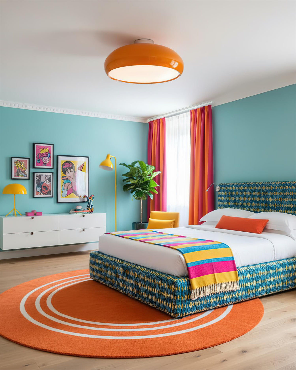 Orange Dome Ceiling Light