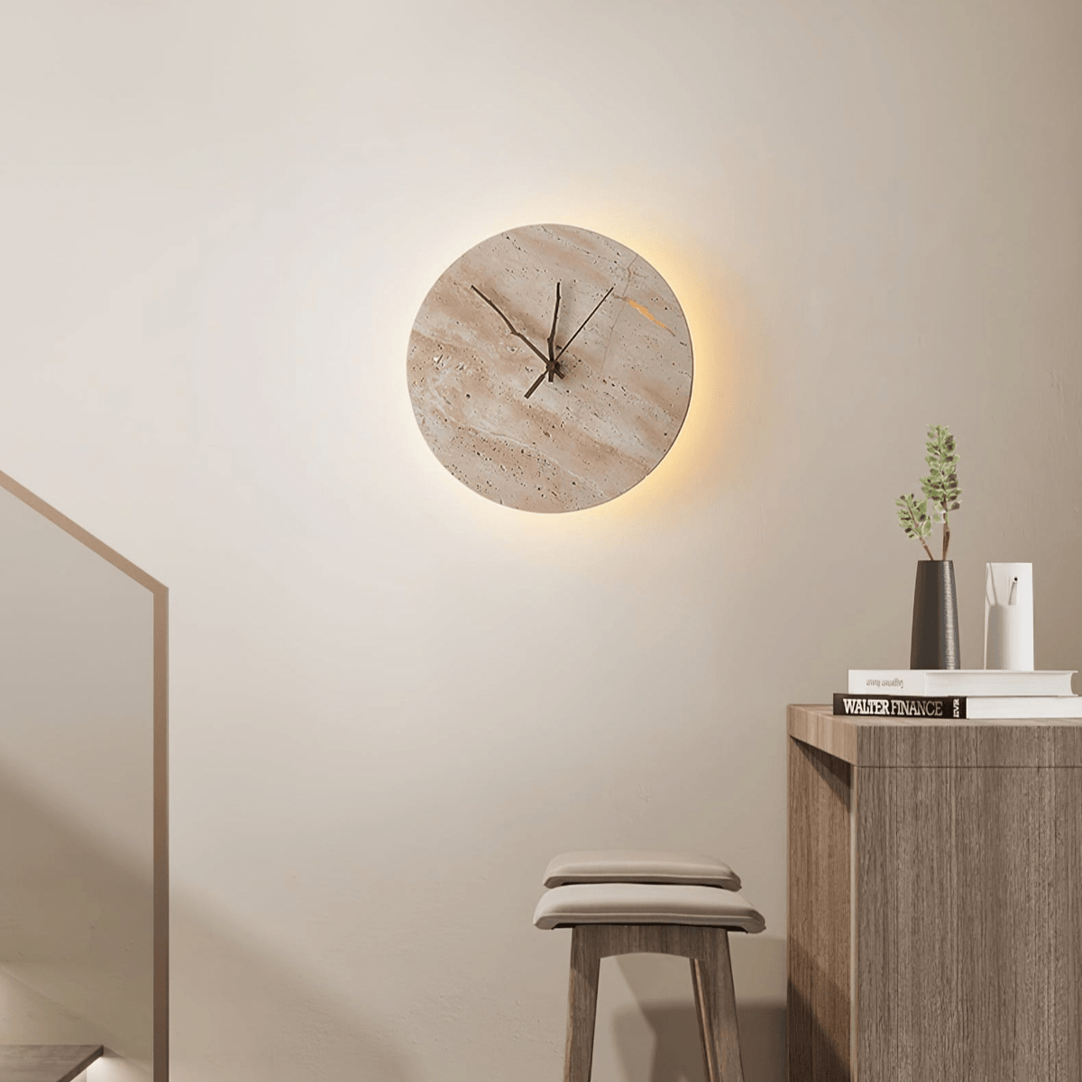 Clock Travertine Wall Lamp