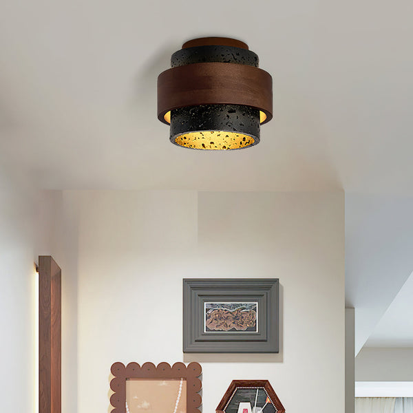 Noruaine Black Travertine Ceiling Light