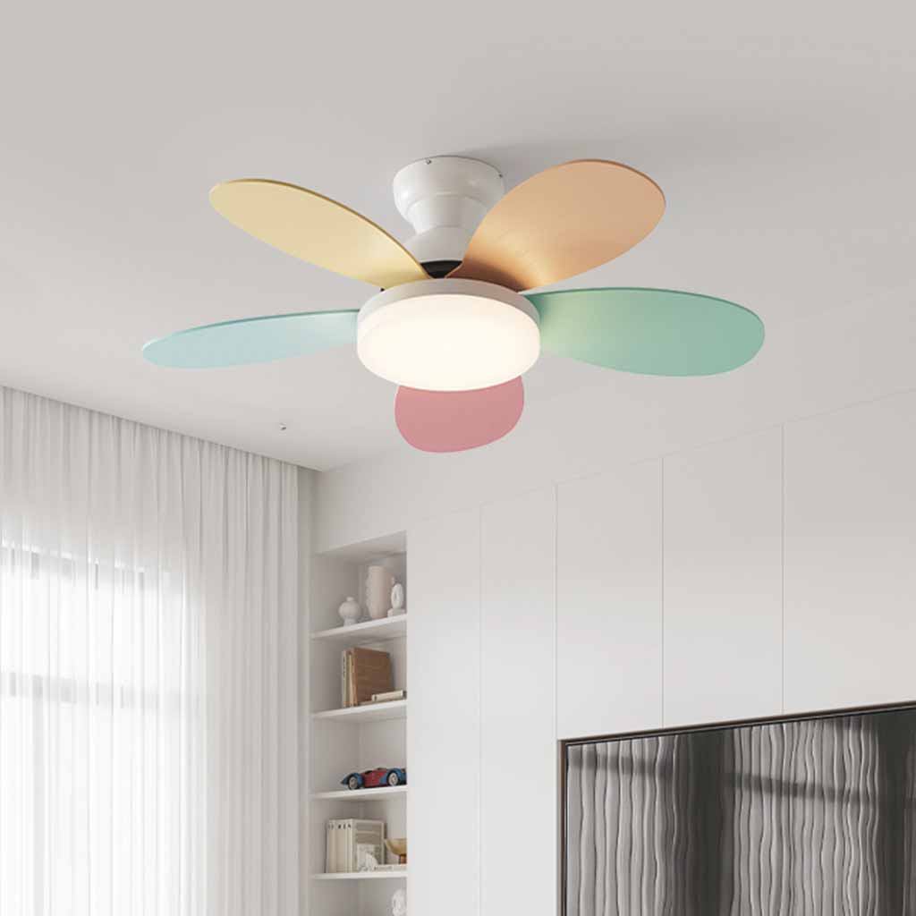Colorful 5 Blades Kids Room Ceiling Fan with Light