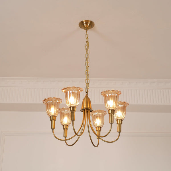 Tempo Vintage Art Deco Brass Chandelier