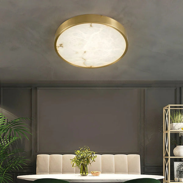 Column Alabaster Round Ceiling Lamp