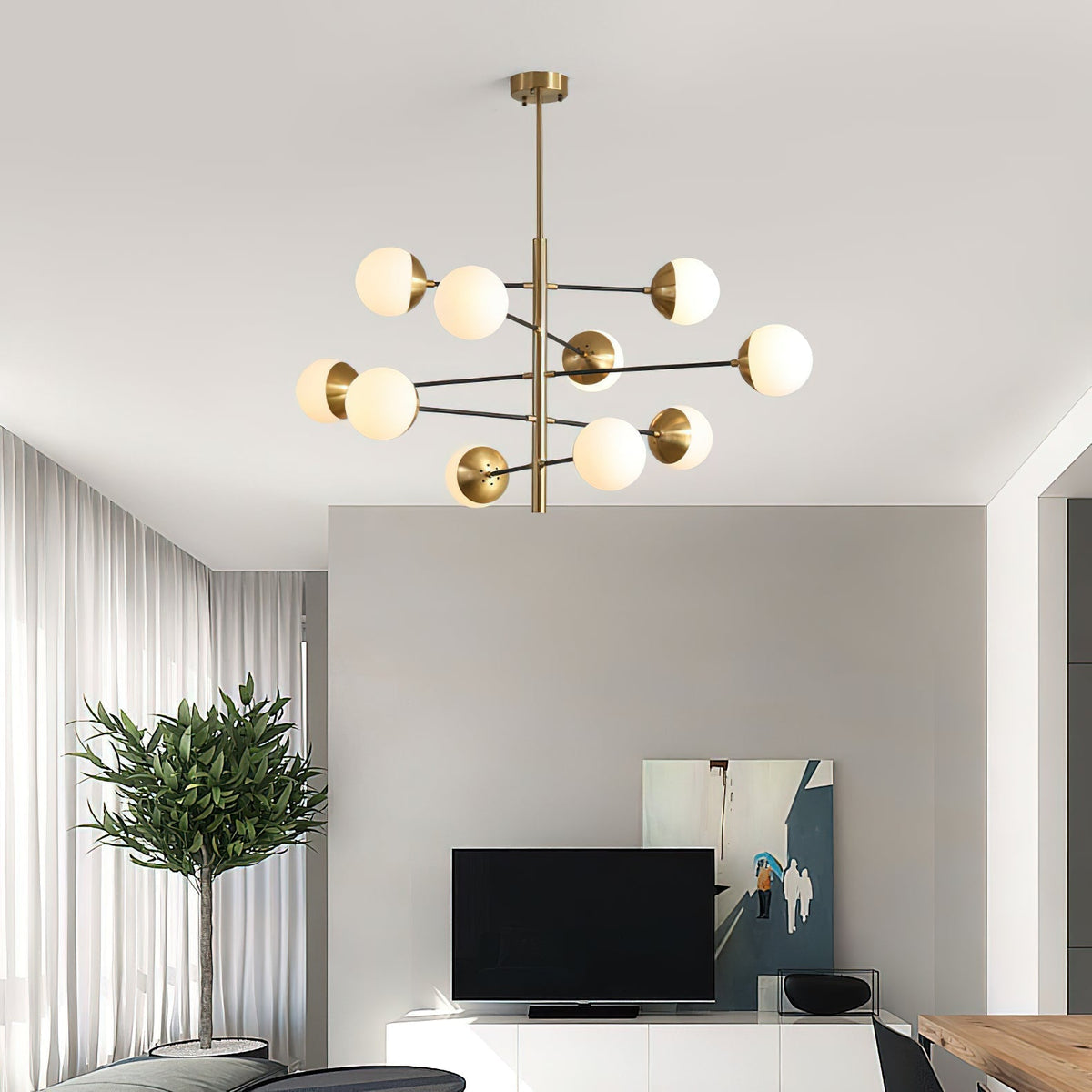 Ultra Brass Glass Chandelier