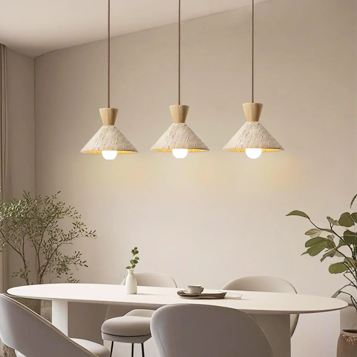 Cone Forma Travertine Pendant Lamp