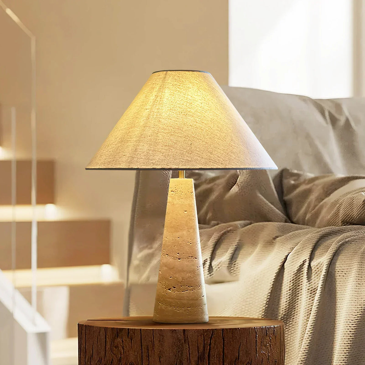 Cone Lulu Travertine Table Lamp