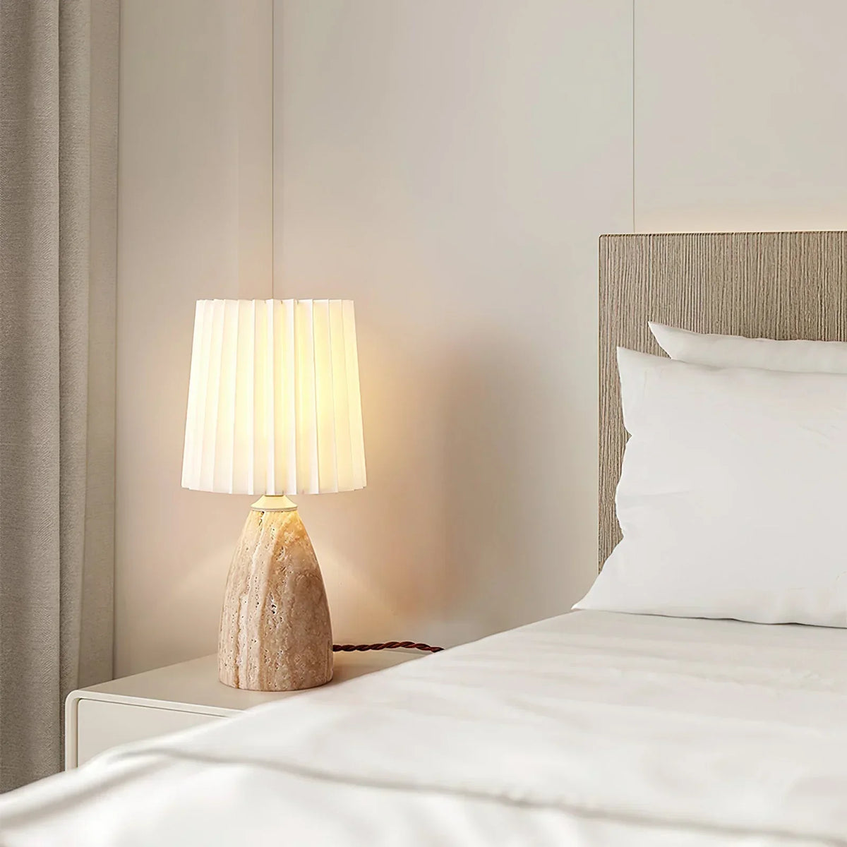 Conical Gusnow Travertine Table Lamp
