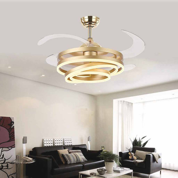 Cool Retractable 4-Blade Ceiling Fan with Light, 3 Colors