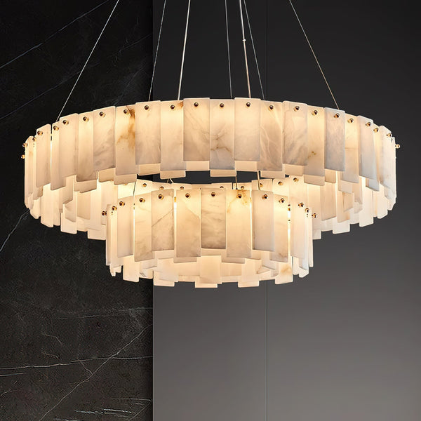 Corbett Chandelier Alabaster Staggered Panel Halo