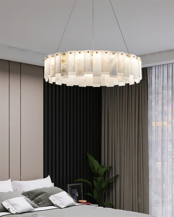 Corbett Chandelier Alabaster Staggered Panel Halo