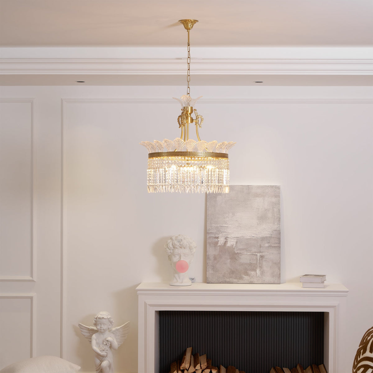 Crinoline Postmodern Luxury Brass Crystal Chandelier