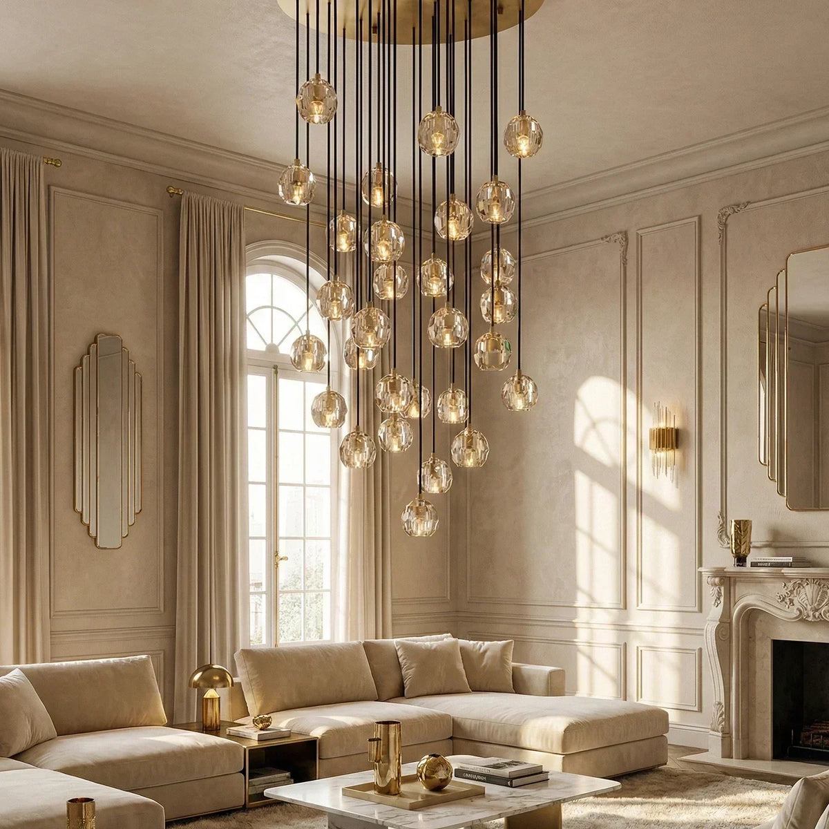 Crystal Ball Linear Round Chandelier