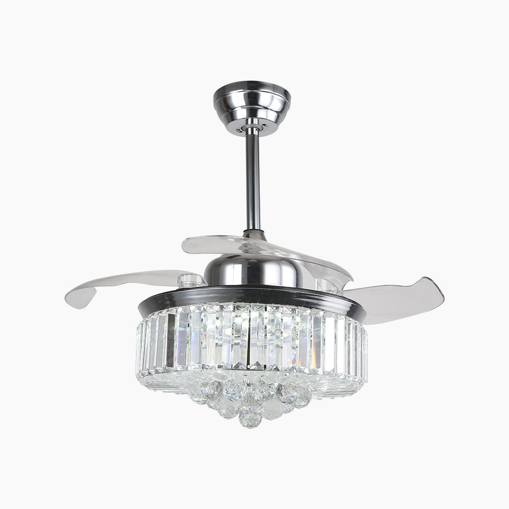 Ceiling Fan with Light Luxury Crystal 3 Blade Chrome, 42''/36"