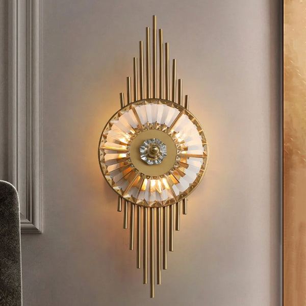 Crystal Gear Gold Wall Light