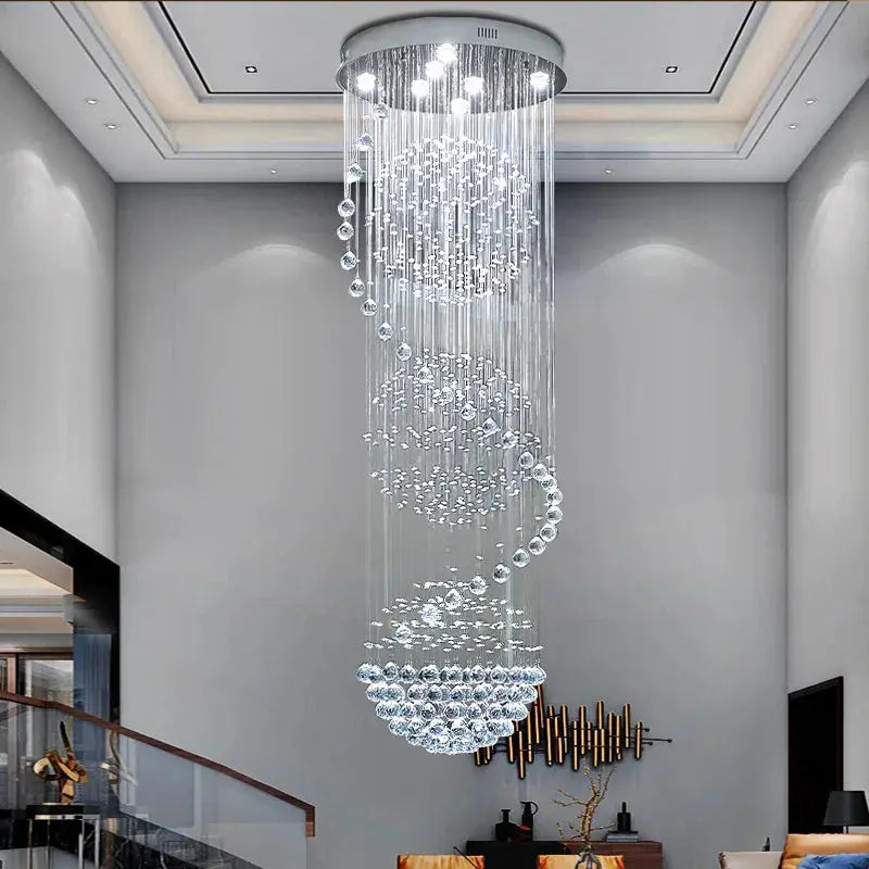 Crystal High Ceiling Stairwell Lighting