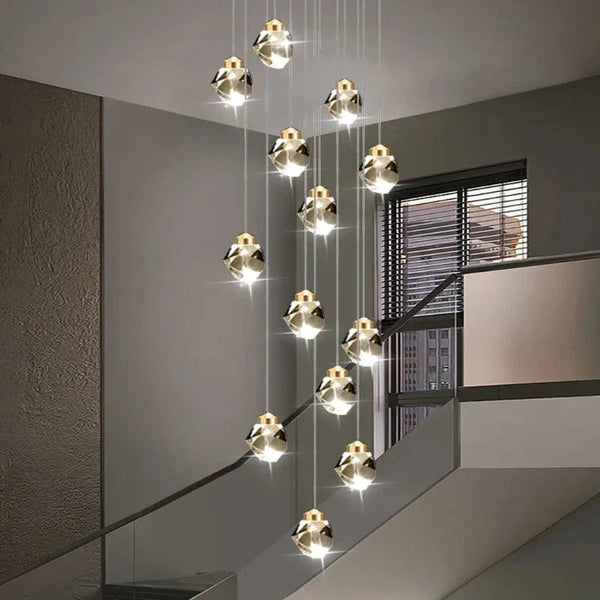 Crystal Modern Pendant Light for Staircase