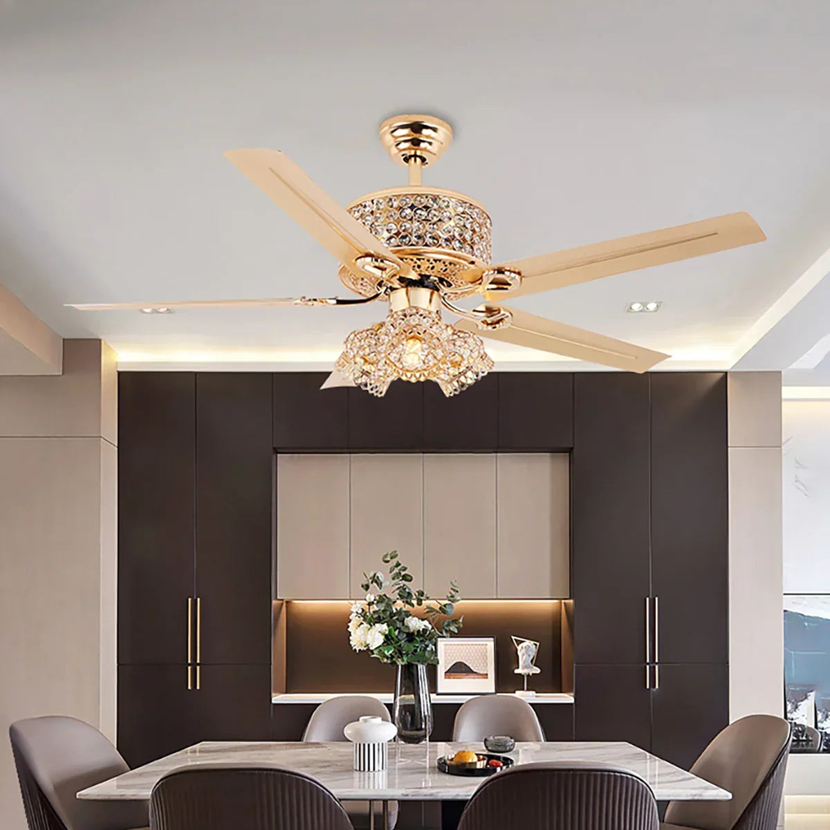 Tiffany Laure Crystal Ceiling Fan Light