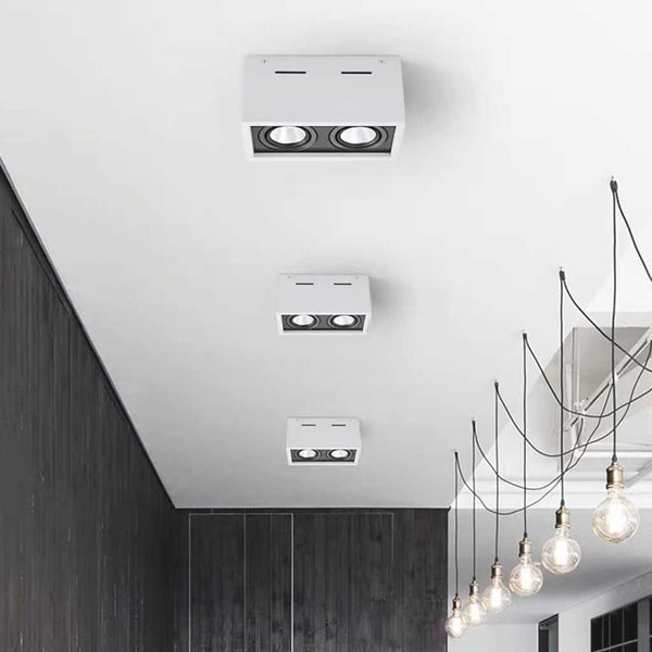 Cube LED Flush Mount Ceiling Light with Spotlights, Black / White