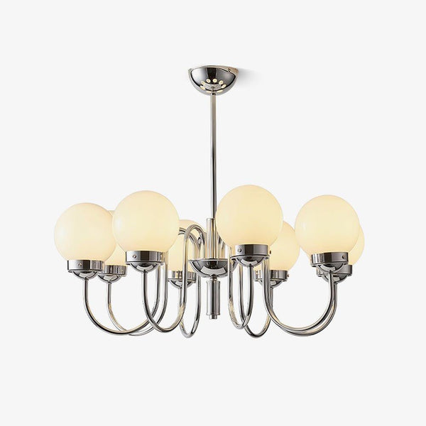 Curved Arm Chrome Globe Chandelier