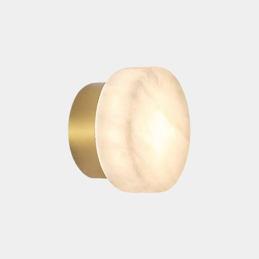 Cylindrical Wall Light Marble Alabaster, Black / Gold
