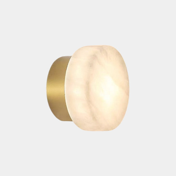 Cylindrical Wall Light Marble Alabaster, Black / Gold
