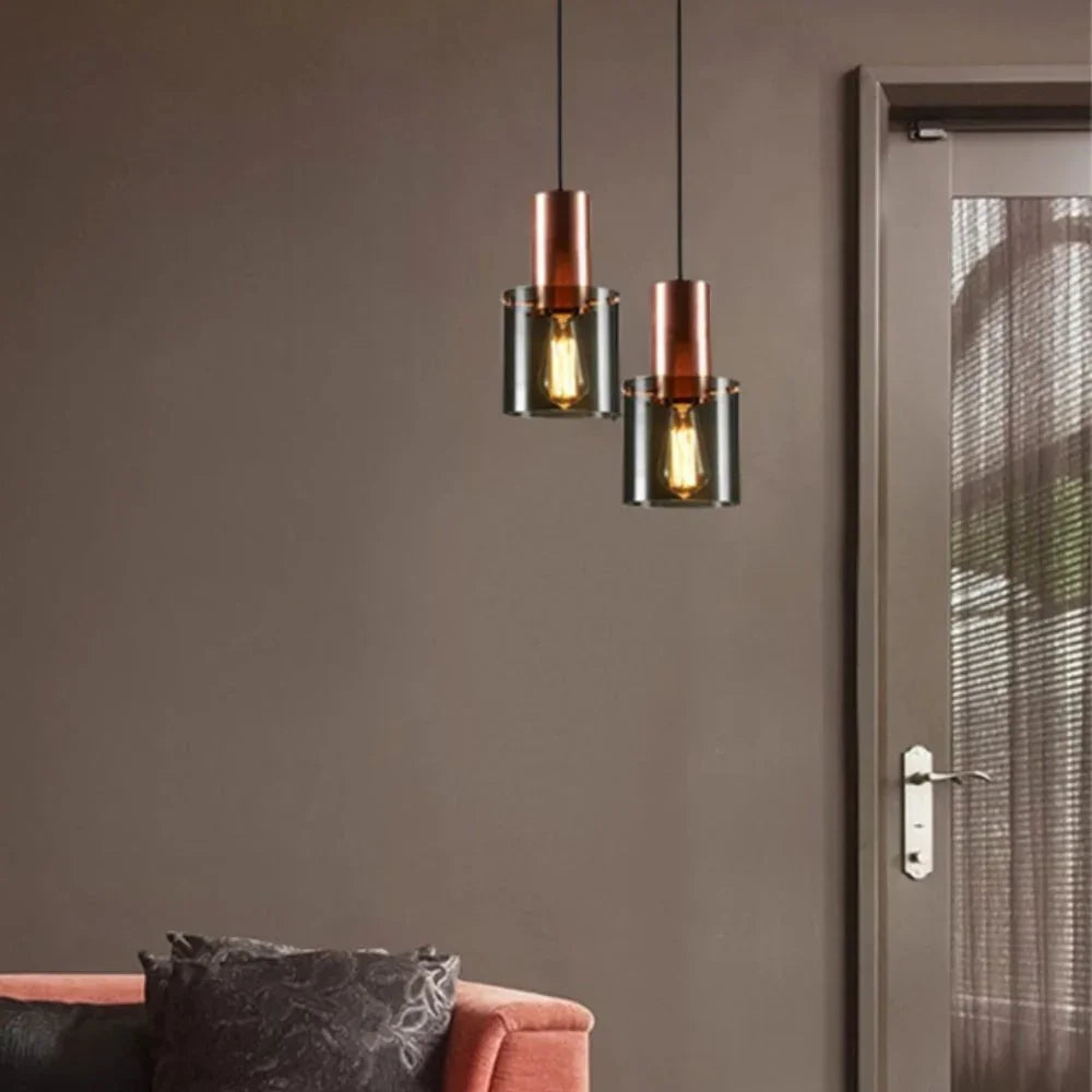 Cylindrical Glass Pendant Light