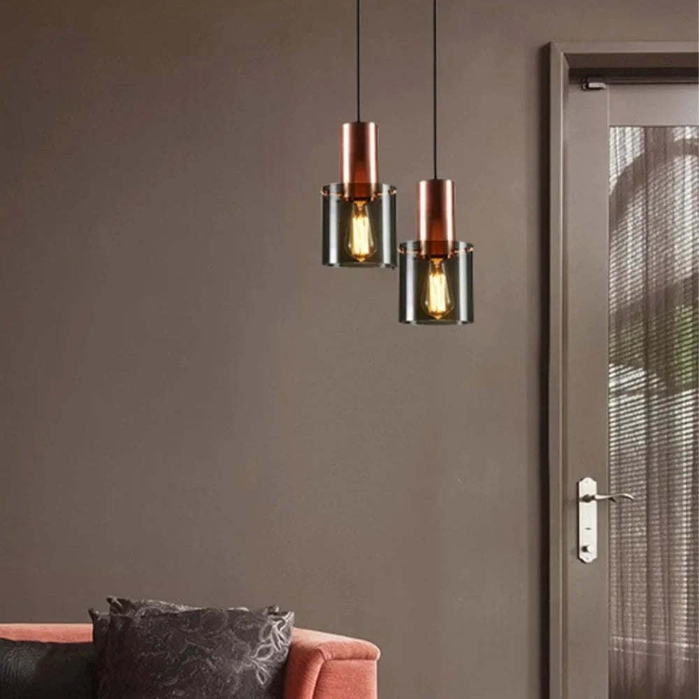 Cylindrical Glass Pendant Light