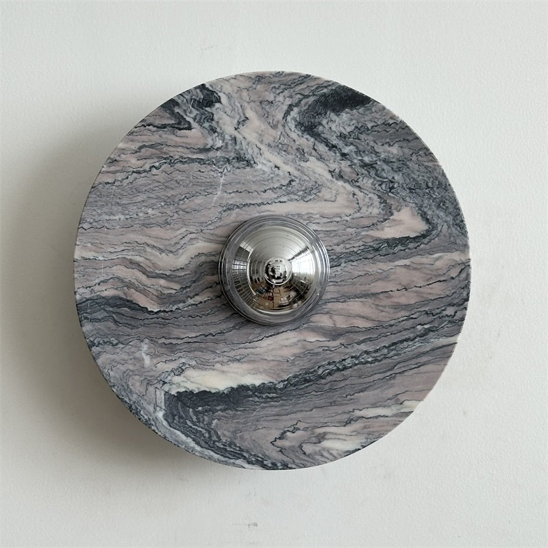 Zeno Round Chrome Marble Wall Sconce